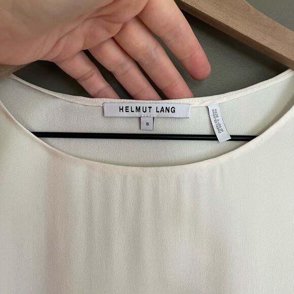 Helmut Lang Long Sleeve Crepe Shift Dress Ivory Cream Size Small Chic Clean Girl - Picture 7 of 16